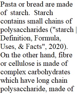 Pasta or bread are made of starch